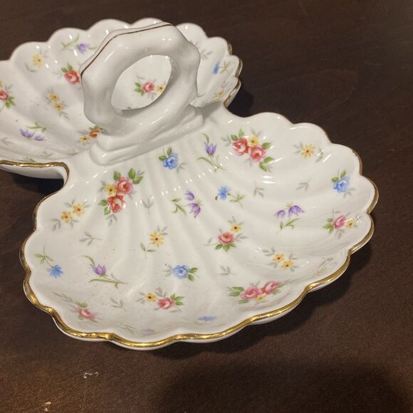Takahashi Victoria Porcelain Double Sided Relish Candy Dish Floral Painted - Picture 4 of 11
